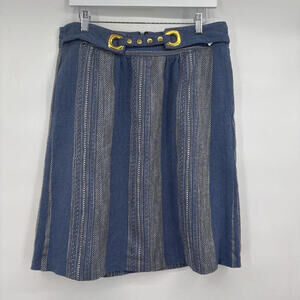 Women's Madchen Anthropologie Textured Stripe Blue Skirt 12